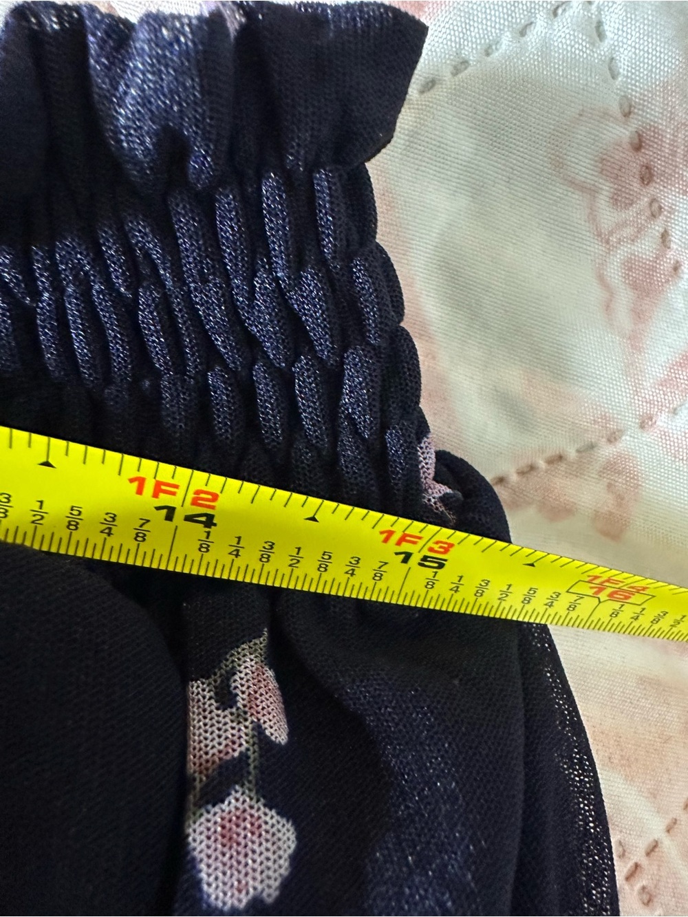 Navy Floral Smocked Waist Midi Skirt - Picture 9 of 11